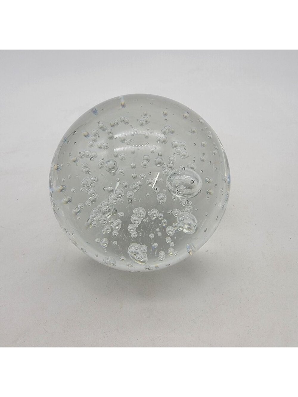 Large Controlled Bubbles Art Glass Paperweight